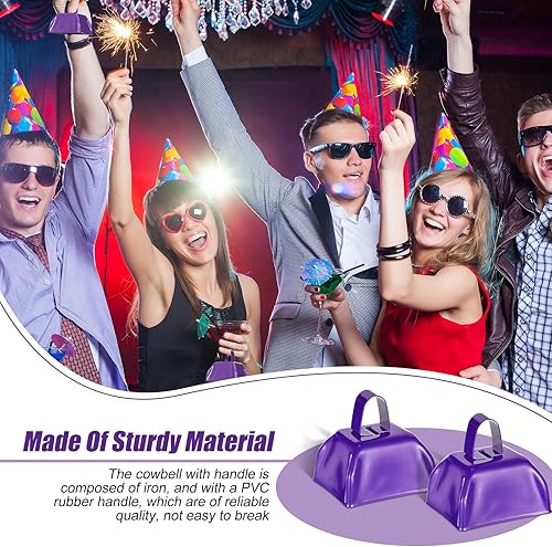 Miniatura 5 de Yeshone 48 cencerros de metal con asas que hacen ruido fuerte, cencerros de percusión de mano pequeños para eventos de fútbol, bodas, graduaciones
