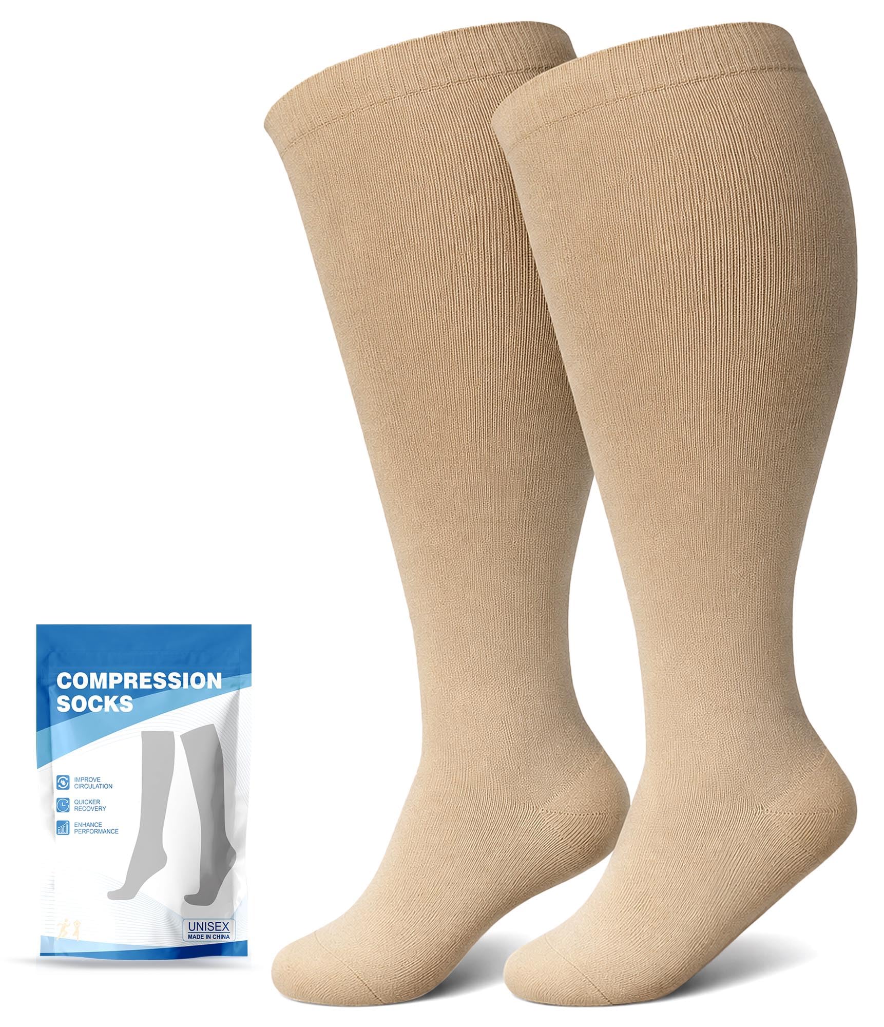 Plus Size Compression Socks: Wide Calf for Women Men 20-30 mmHg