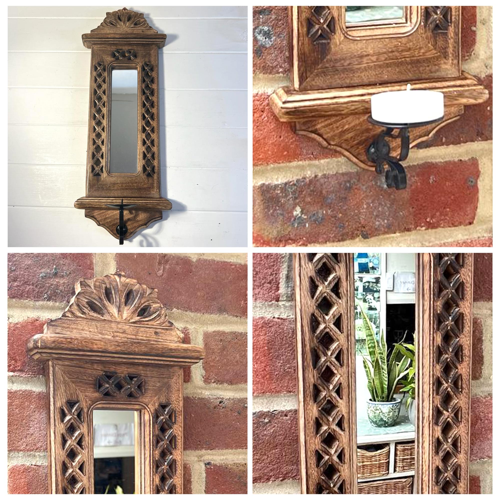 Amazon.com: Wooden wall mirror with candle sconce | Wall