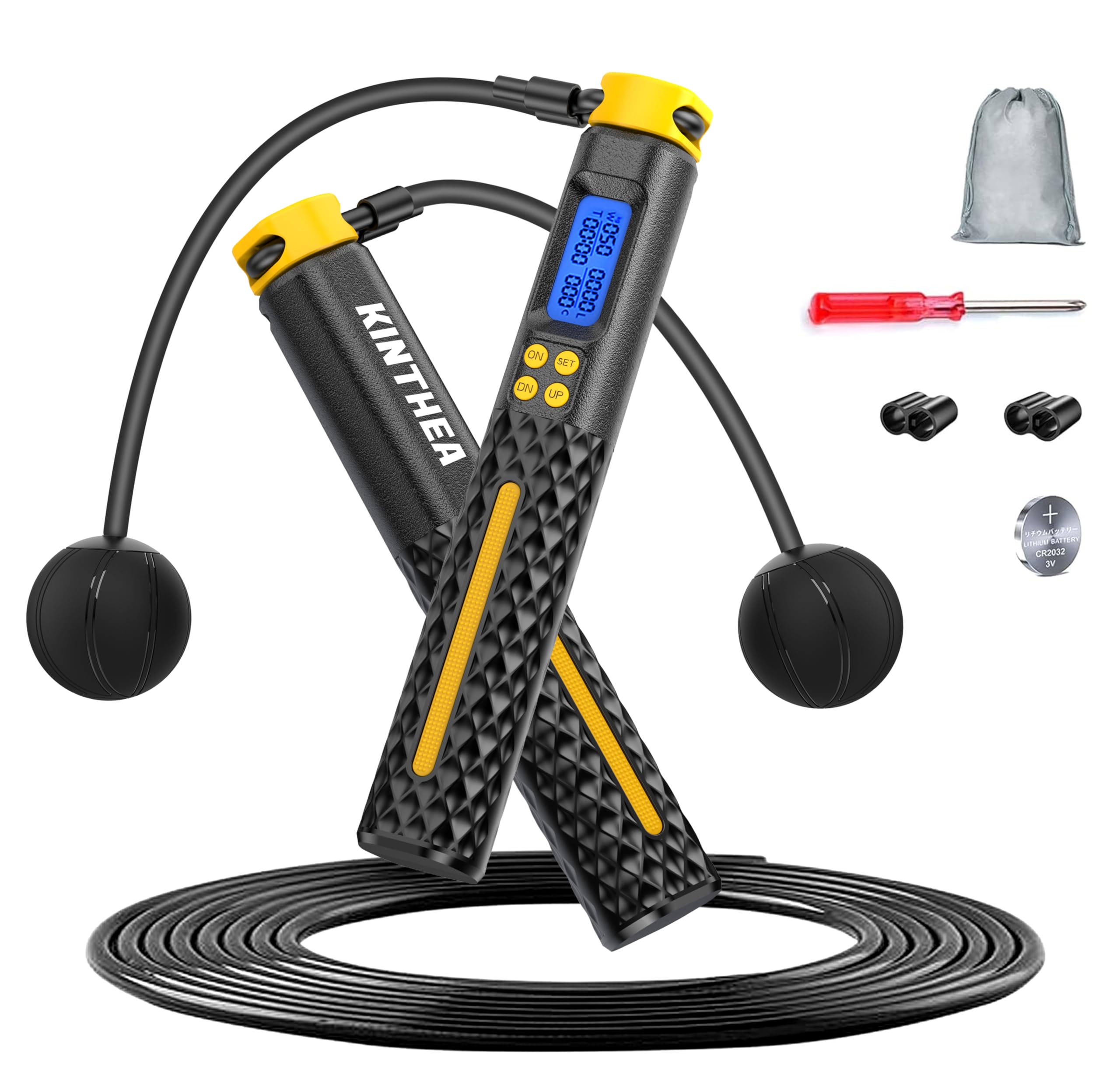 2 in 1 Smart Jump Rope with Counter and LED Display, Cordless Jumping Rope with Counter for Women, Men, All Age, Adjustable Skipping Rope for Cardio Fitness in Limited Home Space & Outdoor