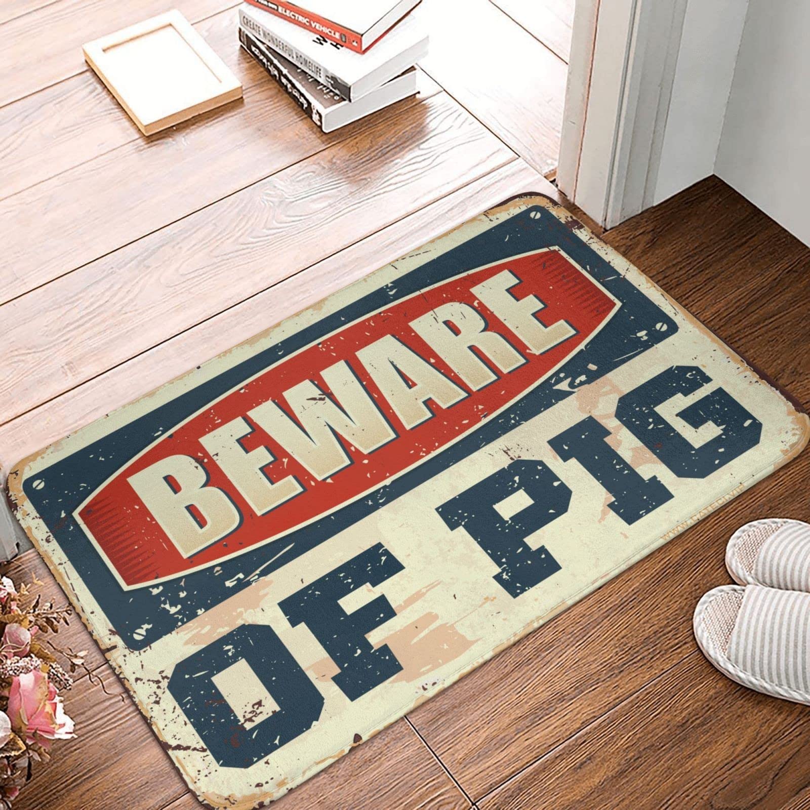 Paillasson d'intérieur Beware of Pig MD2820 tapis de bienvenue étanche 61x91 cm