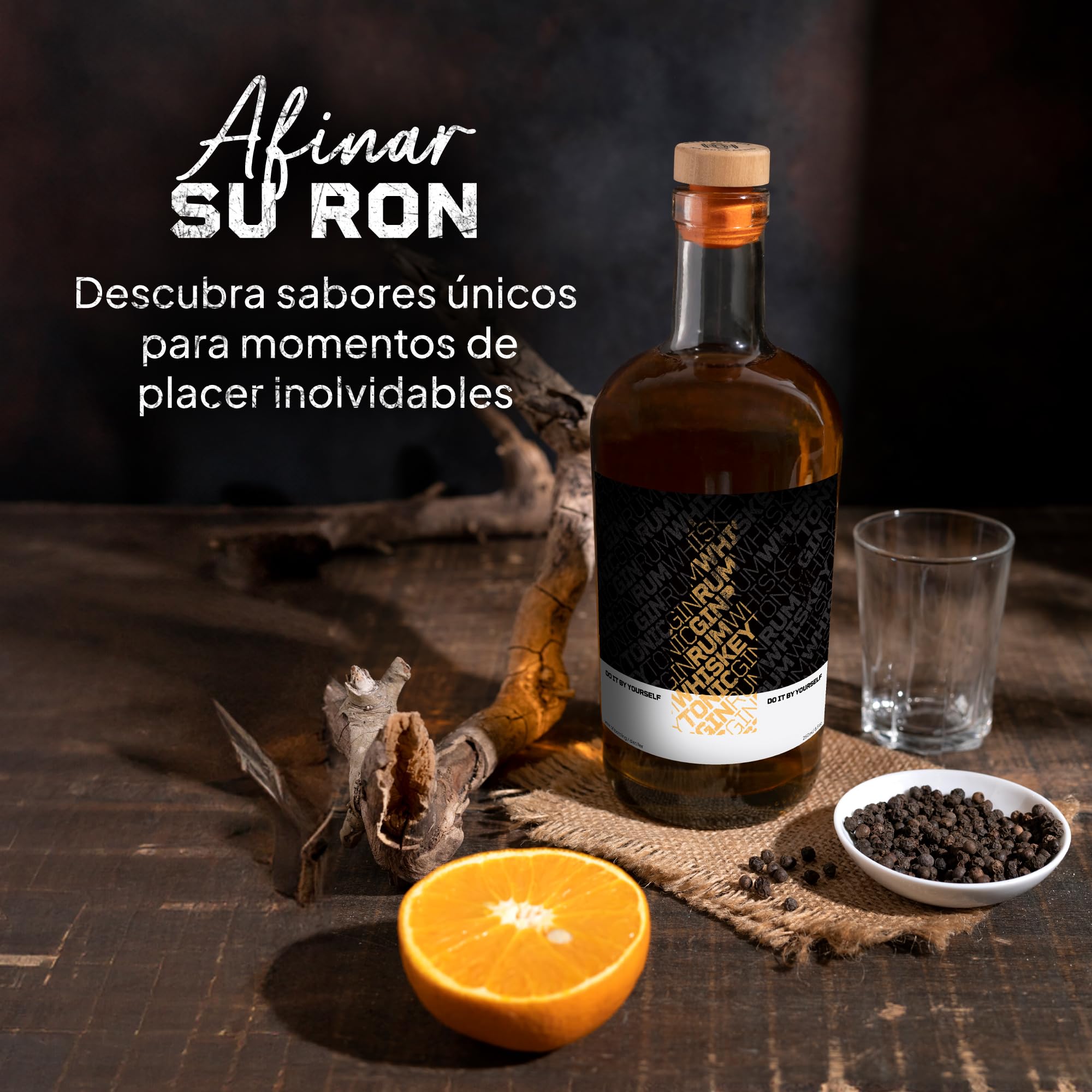 Kit Ron de Bricolaje con 12 Botánicos Naturales, Especias y Accesorios | Set de Regalo para Amantes del Ron