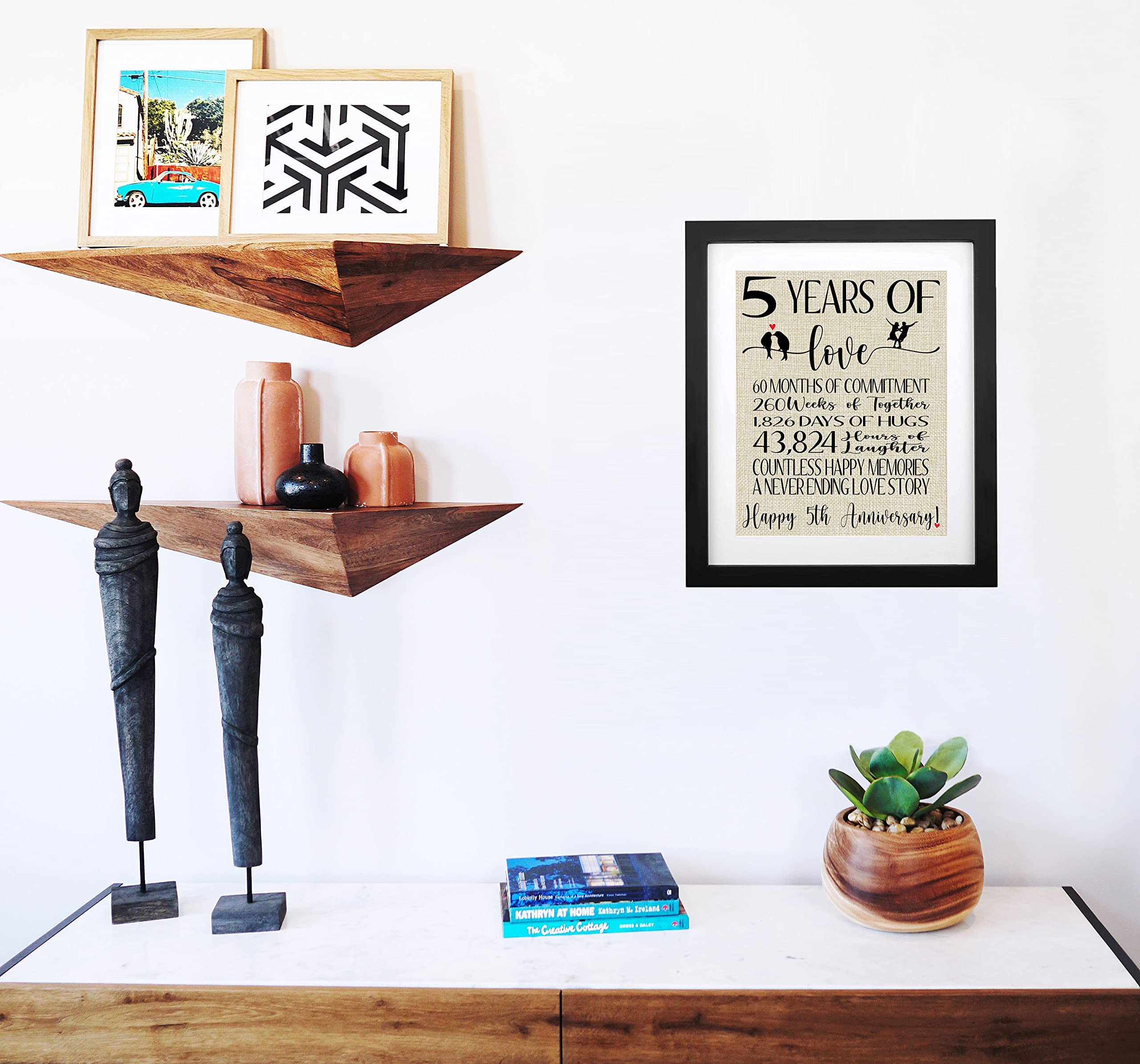 Amazon.com - TOBOHU 5 Years of Love Burlap Print with Frame, Gifts