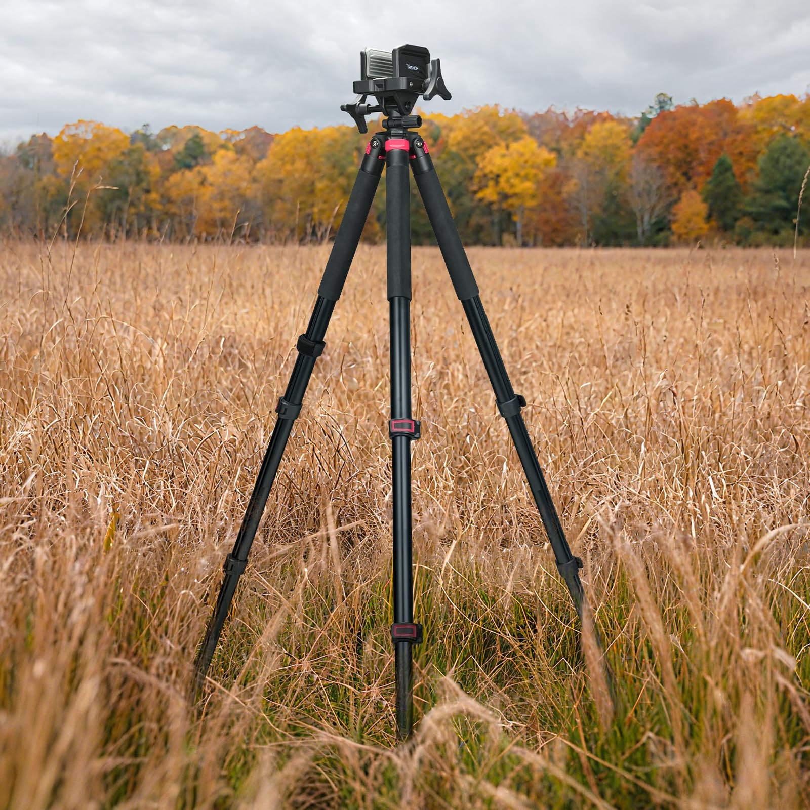 Clamping Tripod Rest with Sturdy Aluminum Frame, Lightweight, Provides Stability, Adjustable Legs, and Hands-Free Operation for Outdoors