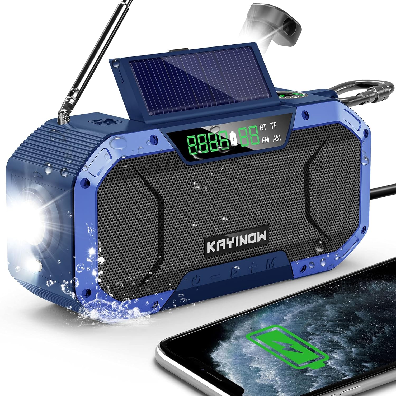 Emergency Radio Waterproof Bluetooth Speaker,Portable Digital AM FM Radio with Flashlight,Reading Lamp,Hand Crank NOAA Weather Radio with Solar Panel,5000mAH Cell Phone Charger,Emergency Survival Kit : Electronics