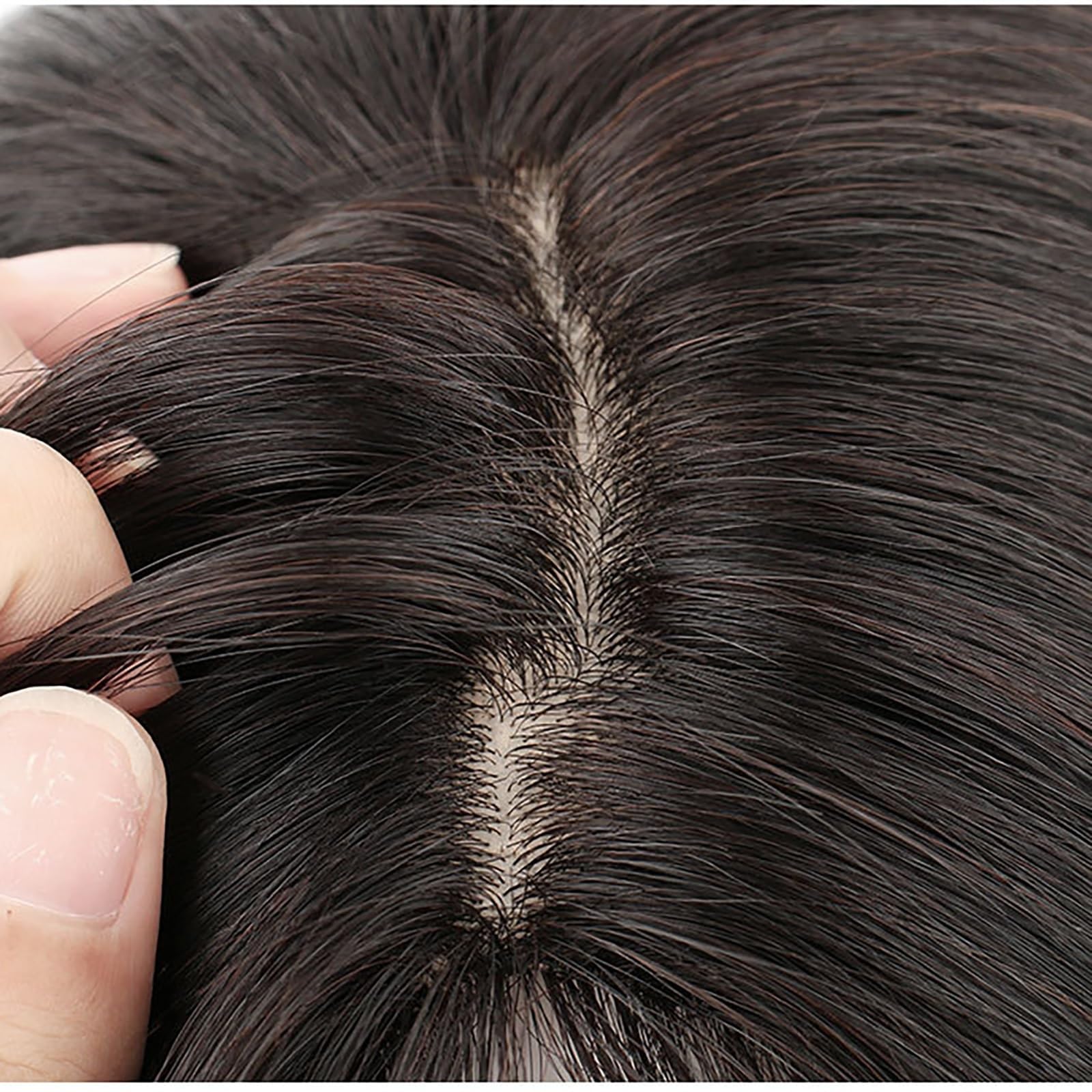 Clip-In-Top-Haarteile 100% Echthaar-Topper For Frauen Natürliches Schwarzes Haartoupet Haarverlängerung Auf Seidenbasis Bei Leichtem Haarausfall/Dünner Werdendem Haar/Grauem Haar (Size : 30cm)