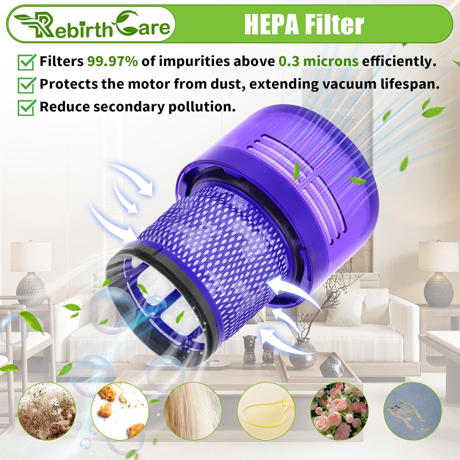 Brush Roller and Filter for Dyson V15 Detect/V15 Detect Plus Vacuum Cleaner, V15 Replacements Parts #970013-02 & 971634-01