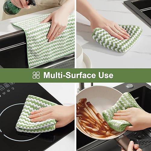 Vista 63 de JOYMOOP Paquete de 18 paños de limpieza de microfibra, toallas de cocina para lavar platos, paños absorbentes sin manchas sin pelusa para limpieza