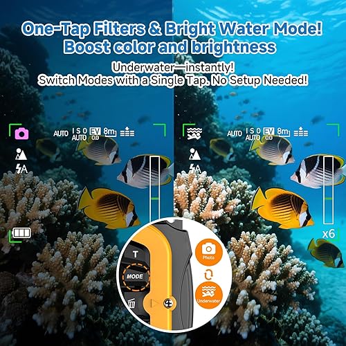 Miniatura 8 de Cámara digital flotante submarina – Cámara impermeable de cuerpo desnudo HD de 48MP, sin estuche necesario para diversión bajo el agua y recuerdos