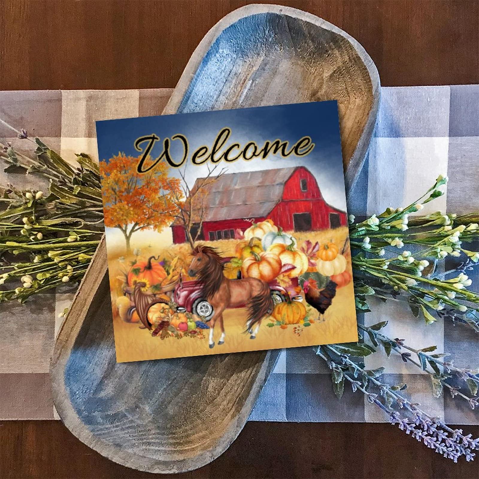 Panneau en bois Welcome Fall et décoration murale amusante pour un intérieur chaleureux