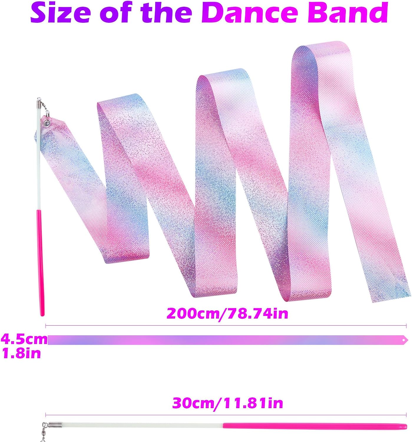 14PCS Sparkling Dance Ribbon for Kids Girls Princess Mermaid Ballet Ballerina Gymnastics Birthday Party Favors Decorations, Kids Twirling Streamer Ribbon Dancer Wands for Outdoor Toys