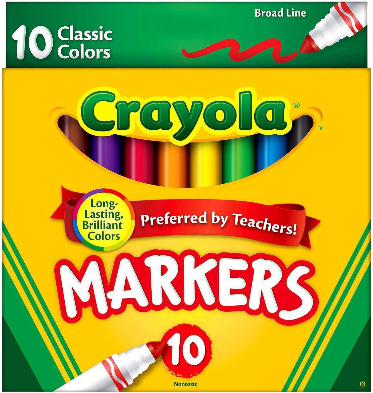 Crayola Classic Bundle: 3 Items - Crayons (24 Count), Broad Line Markers (10 Count), Colored Pencils (12 Count)