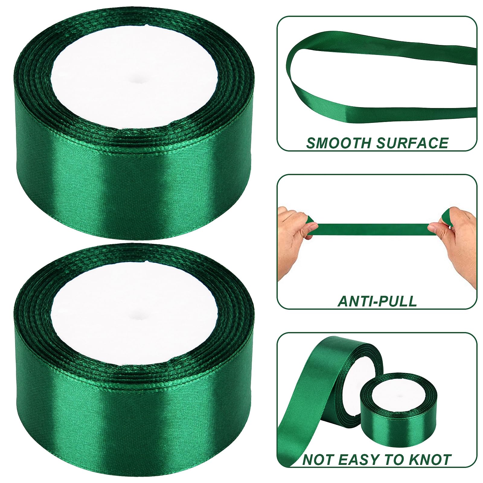 GCQQ Nastro di raso verde scuro da 40 mm, 22 m, per confezioni regalo, nastro di raso spesso per matrimoni, confezioni regalo, cucito, artigianato, fiocchi per capelli e decorazioni per torte