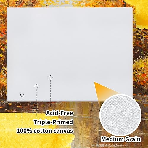 Miniatura 3 de Thenshop Paquete de 80 lienzos estirados para pintar de 8 x 10 pulgadas, triple imprimado sin ácidos, 100% algodón, lienzo blanco en blanco para