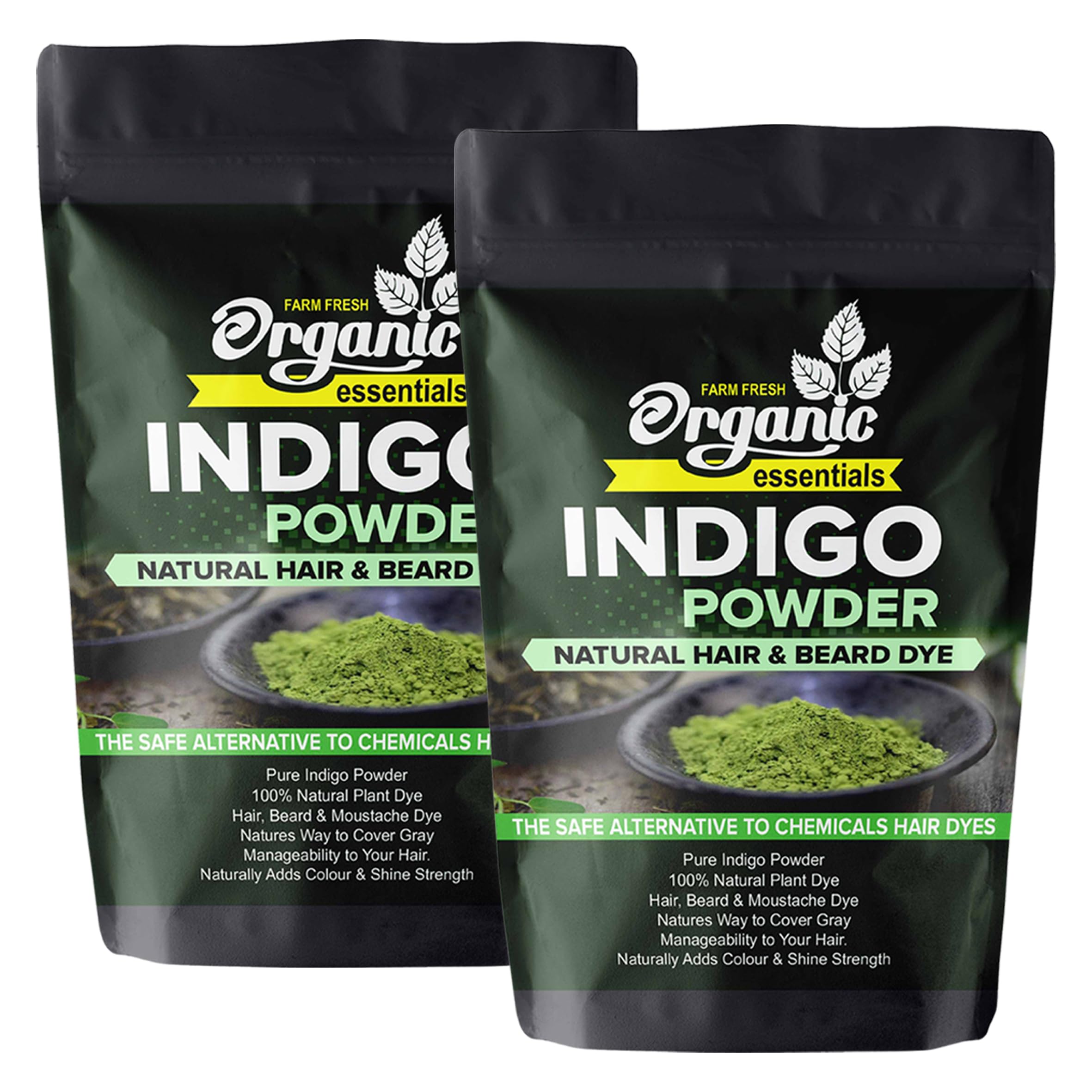 Indigo Powder, 250g Natural Indigo Leaves Powder for Hair Black, Natural Hair & Beard Dye, Pure and Chemical-Free (Pack of 2)