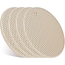 4 Pcs Trivets for Hot Dishes, Kitchen Heat Resistant Silicone Trivet, Extra Thick, Large, Non Slip 3. Beige