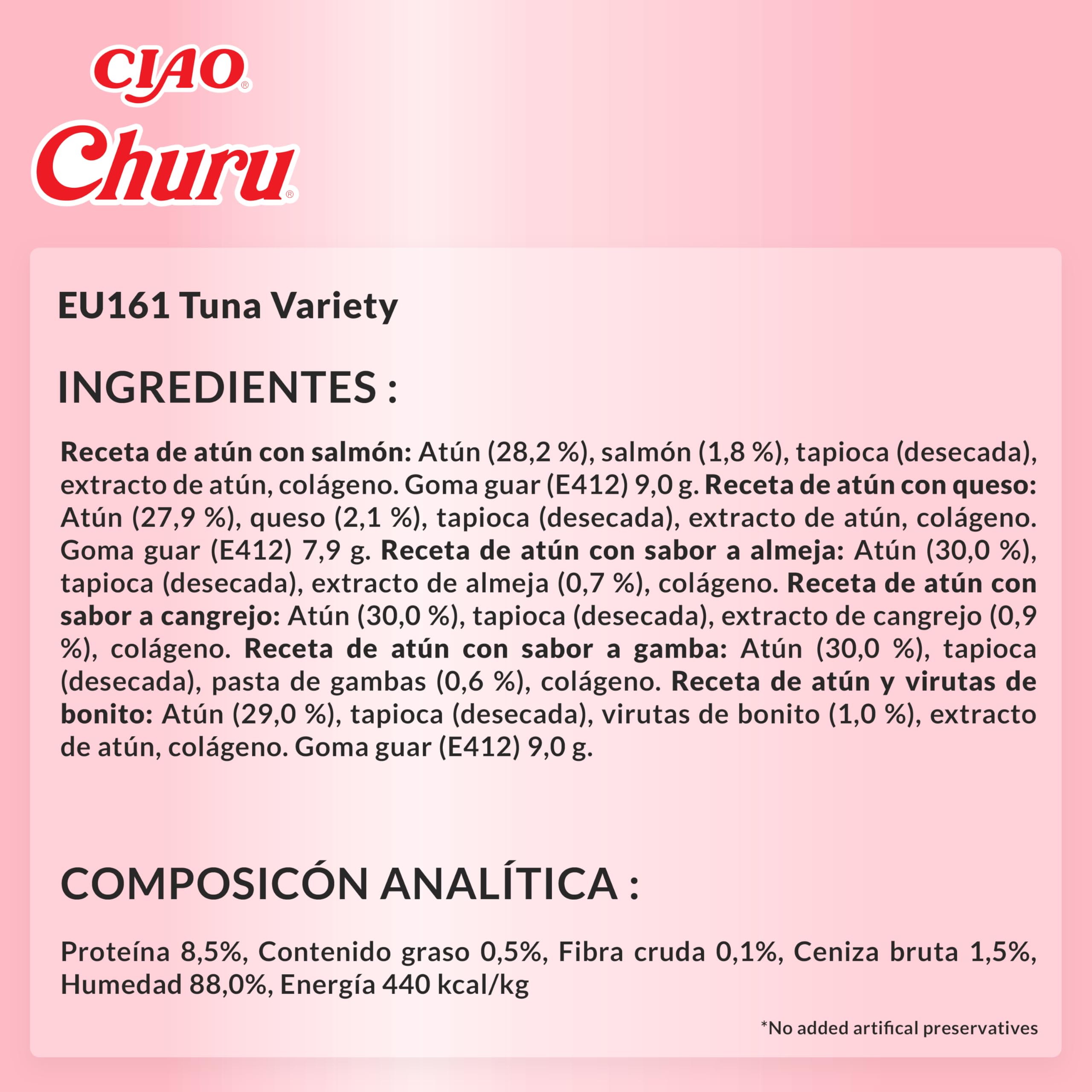 INABA Churu Gatos Snacks Saludables Atún 840g 60x14g Cremoso Sin Cereales Sin Conservantes
