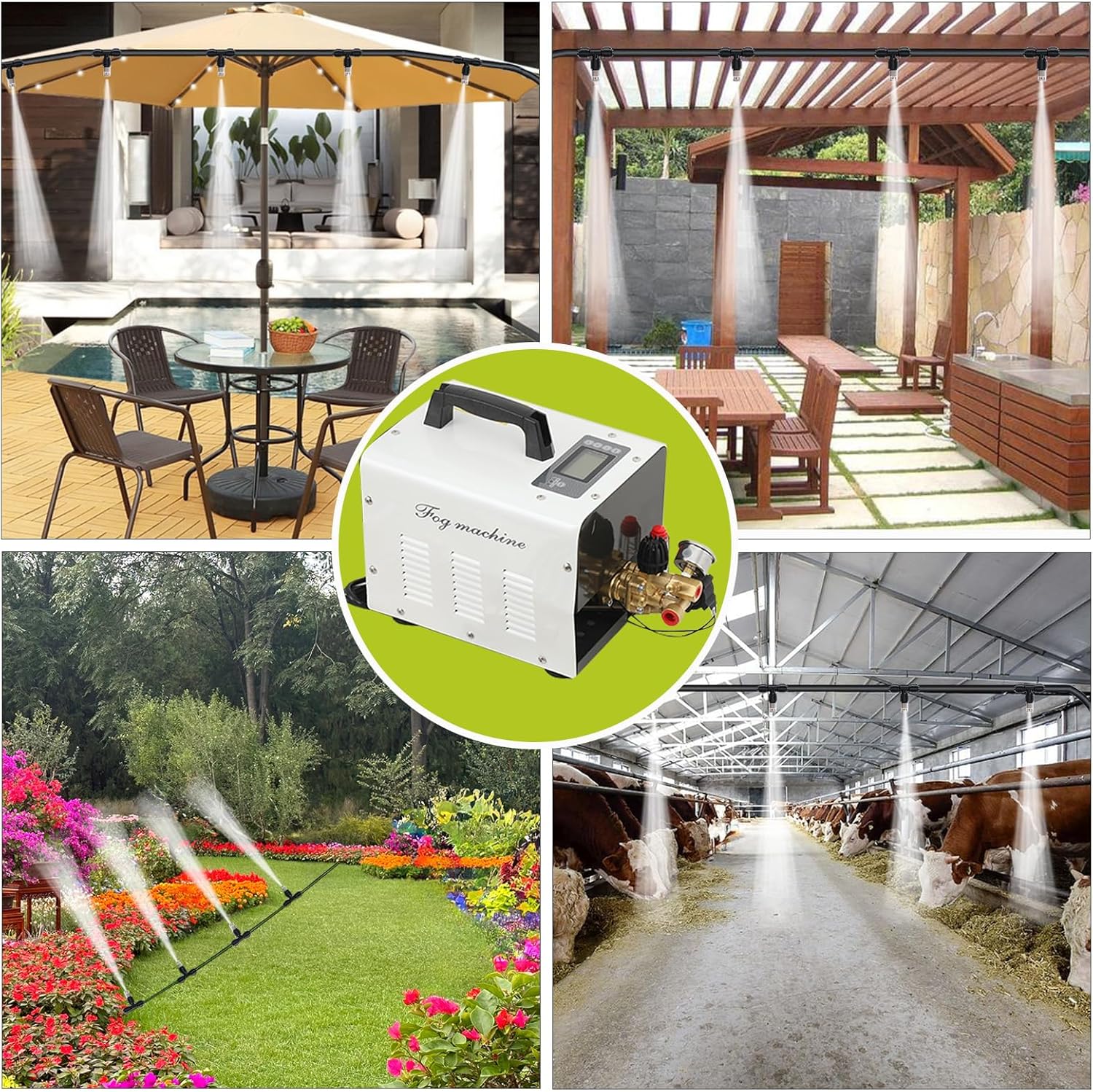 High Pressure Misting System Kit with 20pcs Nozzles, for Outside Patio Greenhouse Misting System, 60BAR/860PSI 1400R/MIN RPM, 180W Mister System