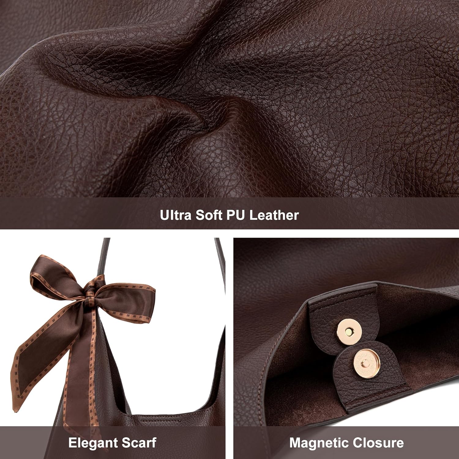 Montana West Slouchy Hobo Bag for Women Shoulder Purses and Handbags with Scarf - Image 4