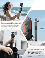 Vista 7 de JOILCAN Trípode para iPhone y Cámara, Trípode selfie stick de 64" con cabezal de bola de 360°, control remoto y soporte para teléfono, Trípode