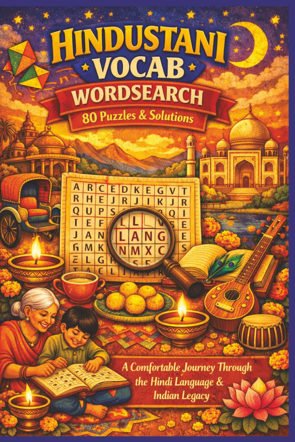 HINDUSTANI VOCAB WORDSEARCH 80 Puzzles & Solutions: A Comfortable Journey Through the Hindi Language & Indian Legacy (Rohim's Indian Desi Puzzlers)