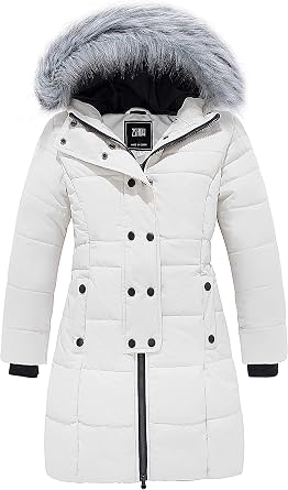 ZSHOW Girls Long Winter Coat Waterproof Warm Puffer Jacket Hooded Snow Parka