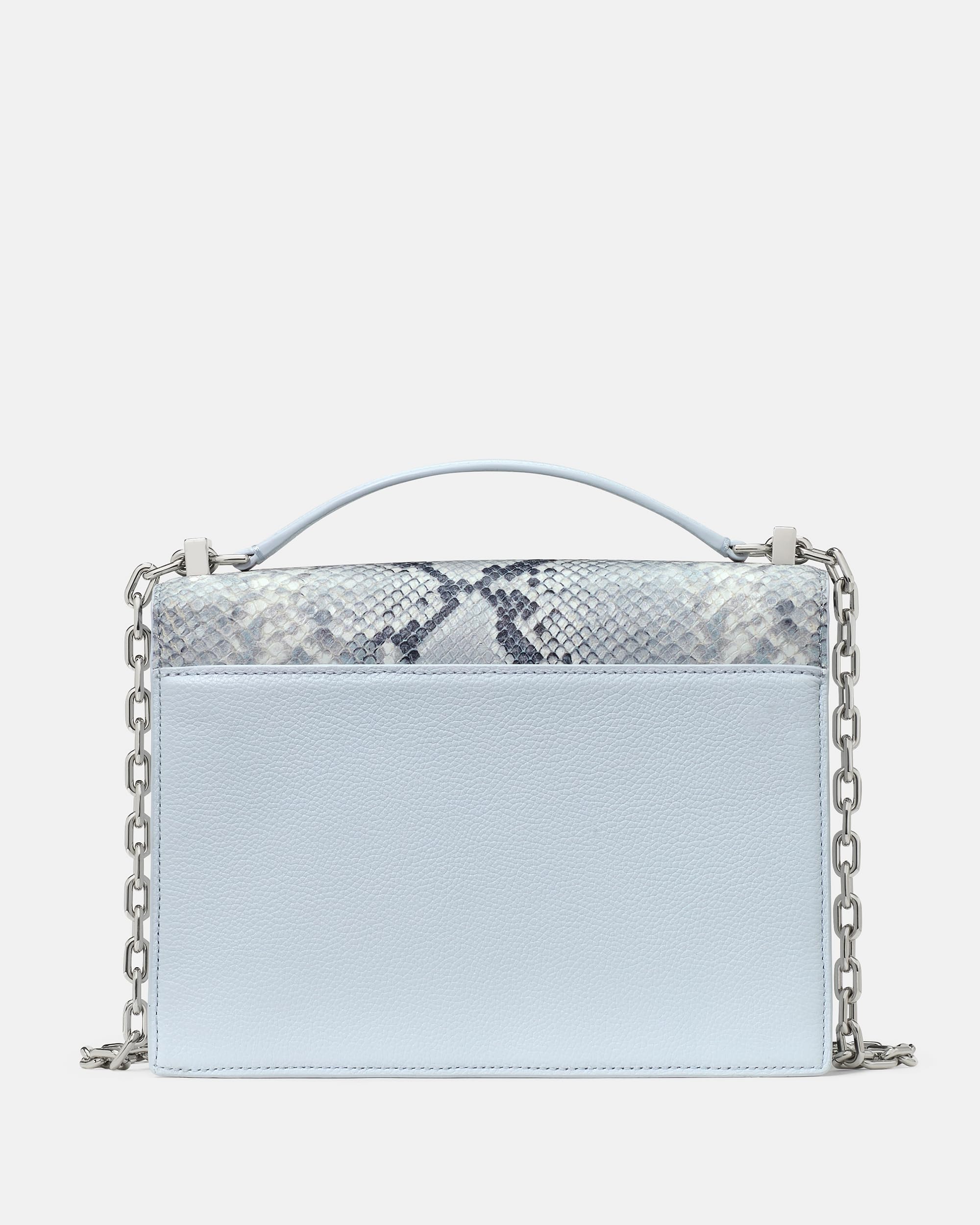 kate spade new york Women's Deco Leather Flap Chain Crossbody: One Size Snake Embossed Pale Sapphirine Multi