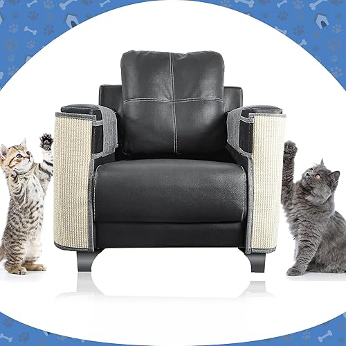 Miniatura 7 de Juego de 2 protectores de muebles rascador para gatos, tapete protector de sofá con sisal natural para muebles, sofá, silla, sofá y almohadilla para