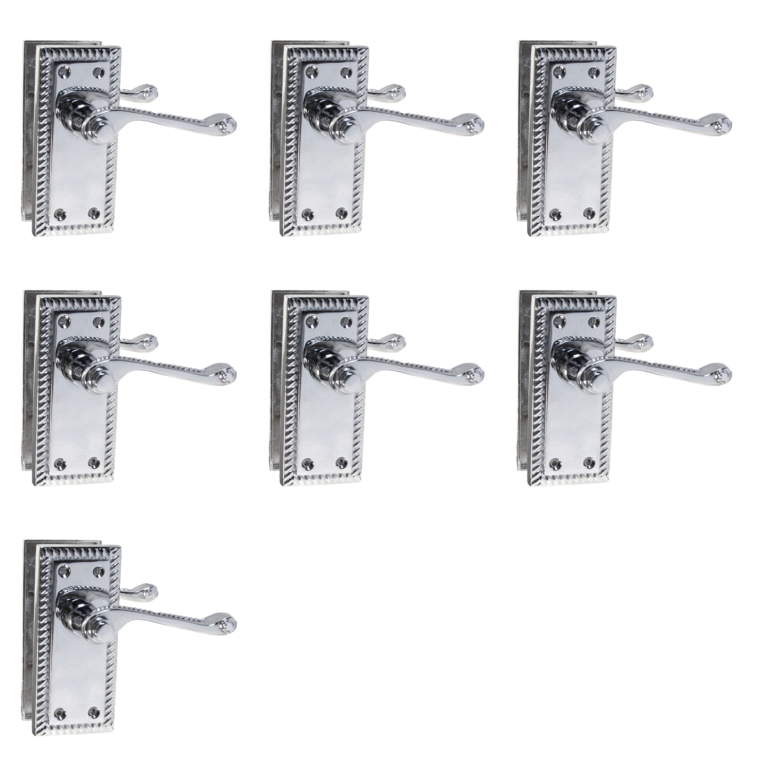 Haven Heritage Georgian Scroll Chrome Door Handle Set – Internal Lever Handles with Backplate (108mm x 48mm) – Classic Polished Chrome Finish – 7 Pairs