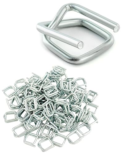 QWORK Paquete de 50 hebillas de alambre de metal, 34 pulgadas de ancho, plata, para flejes de polipropileno