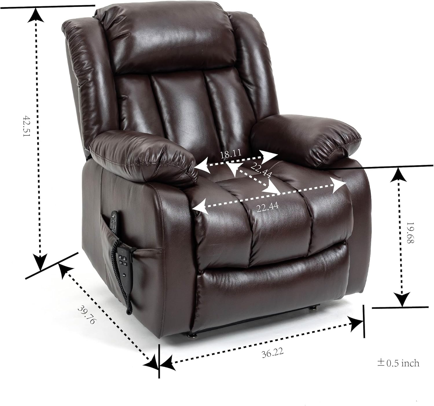 Merax Leather Recliner Chairs, Dual Motor Power Lift Recliner Chair Sofa with Massage and Heat for Elderly People, Infinite Position, Faux Leather, Easy to Clean/Assembly