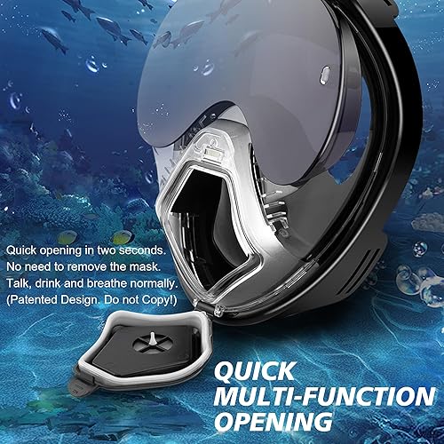 Miniatura 5 de Devilfish Full Face Snorkel Mask Adults, Dry Top System Snorkeling Set with Foldable Sunglasses, 180 Degree Panoramic View Snorkel Gear, Scuba