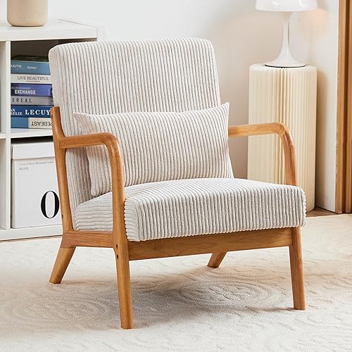 Miniatura 9 de Sillas Accent, juego de 2 sillas modernas de mediados de siglo con cojín, silla con madera maciza, silla de lectura y relajación para la sala