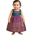 TotzTouch Baby Girls Dress South Indian Traditional Pattu | Frock Wide Zari Border Embroidered Jacquard Weave Ethnic Wea