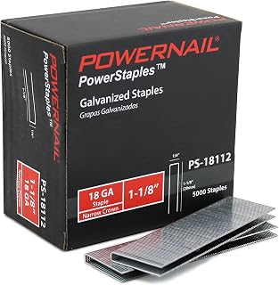 Powernail PS18112 18 Gauge 1/4 Inch Crown 1-1/8 Inch Length Chisel Point Narrow Crown Staple (Box of 5000)