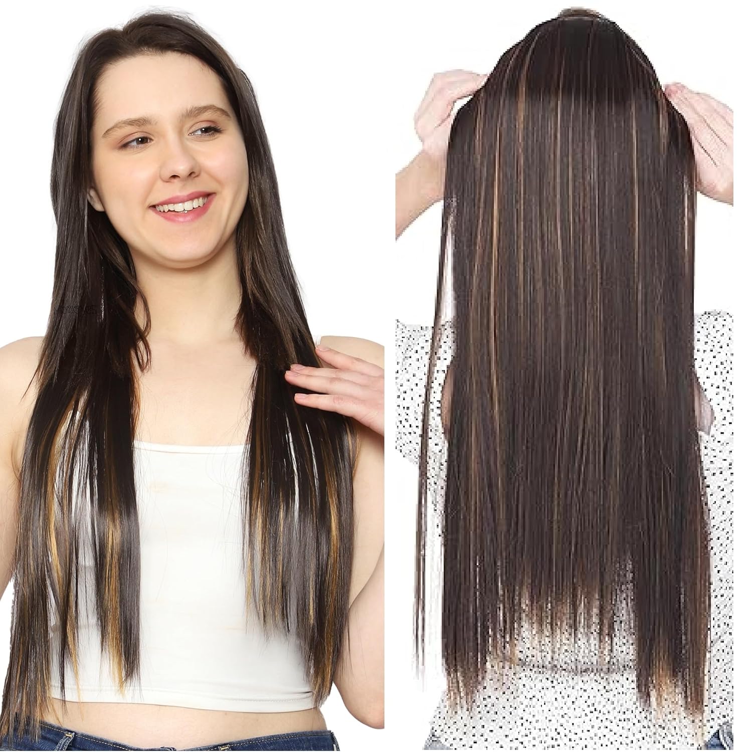 MoonEyes straight Highlighter Hair Extension for women and girls in 24 inch Length