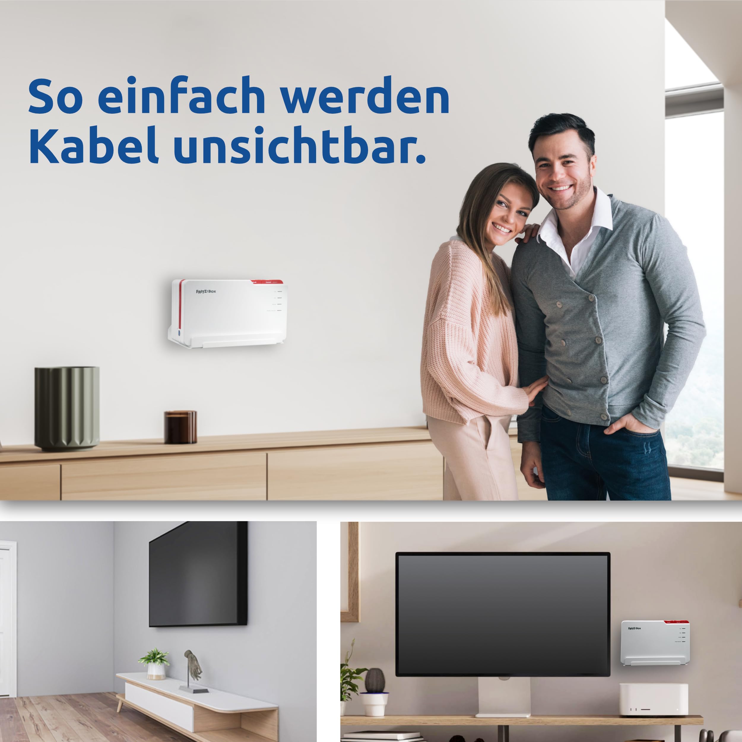 Soporte de pared para Fritzbox 5690 Pro (incluye gestión de cables, montaje en pared)