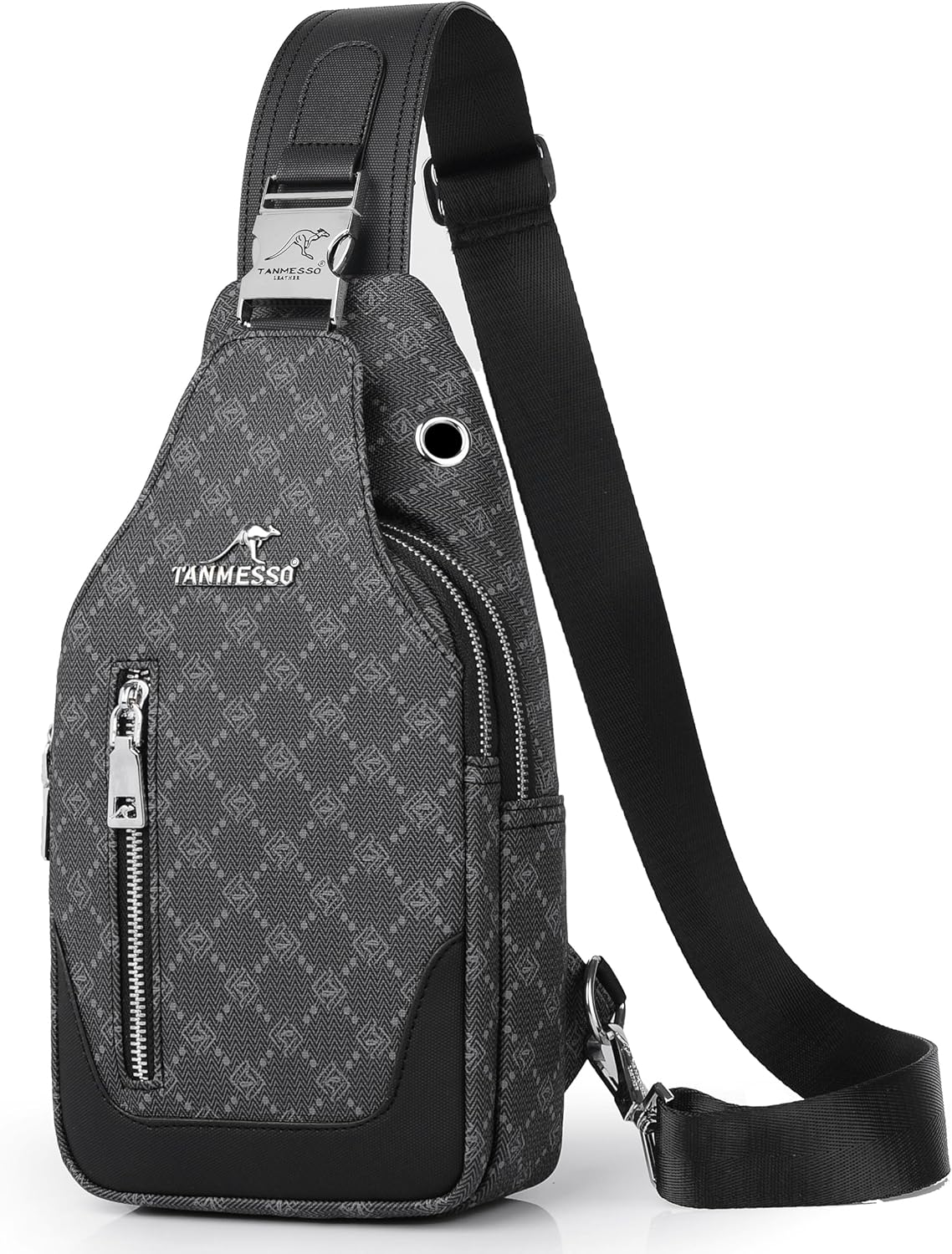 Leisure single shoulder anti-theft backpack, men's and women's crossbody bag, suitable for hiking chest bag (Black, Large) Black Large - Image 1 of 7