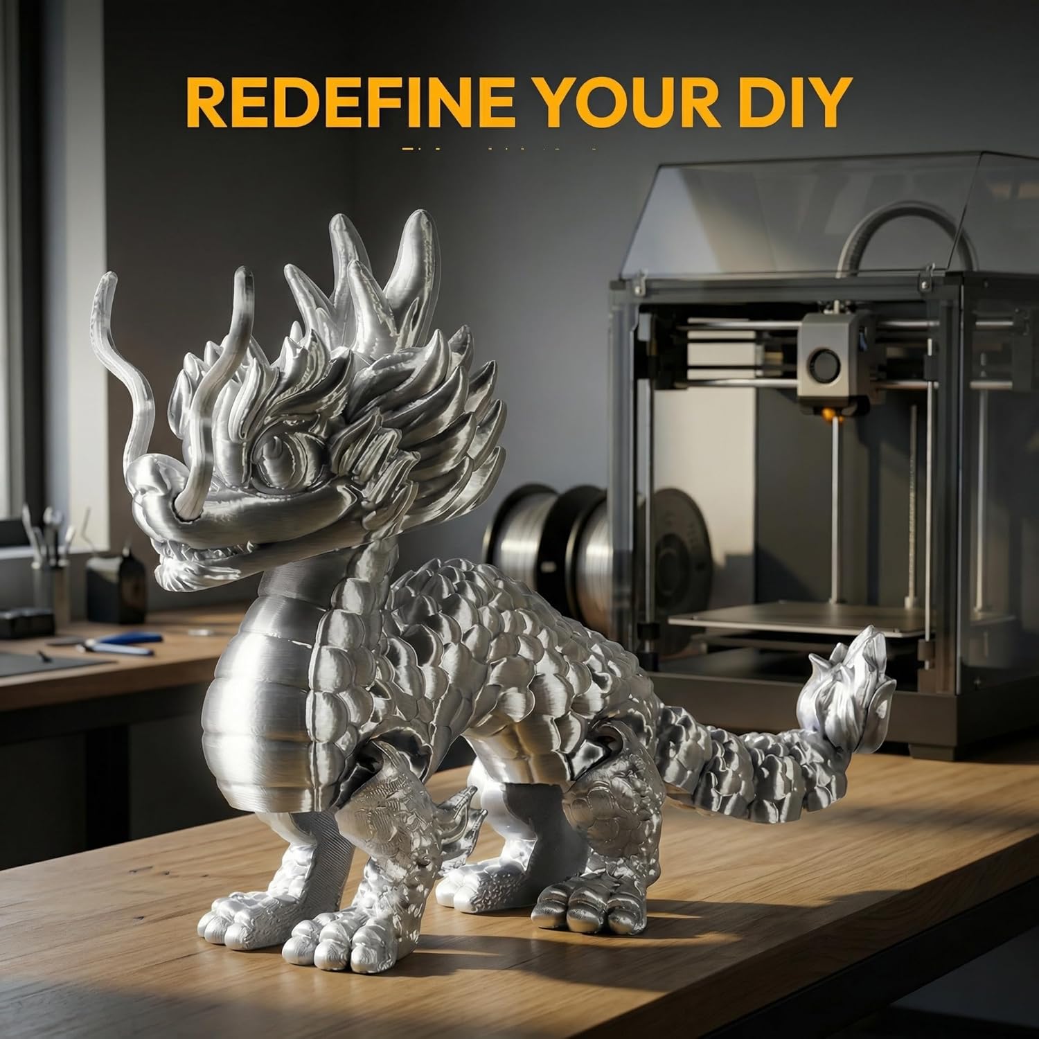 Silk PLA Filament 1.75mm for 3D Printer, Metallic Gold Sheen, 1kg x 5 Rolls (2.2lbs x 5), 5 Pack, Dimensional Accuracy +/- 0.02mm (Silk Silve)