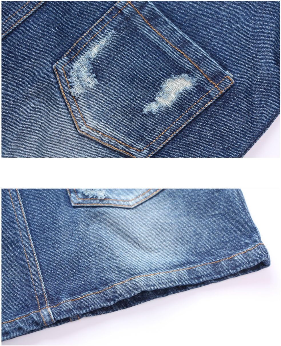 KIDSCOOL SPACE Baby Little Girls Fox Flowers Embroidered Lace Denim Overall Dress - Image 3