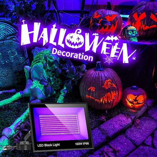 Miniatura 8 de SHGPODA Paquete de 2 luces LED negras de 150 W con enchufe e interruptor (cable de 10 pies), IP66 impermeable 385-400 nm, reflector morado para