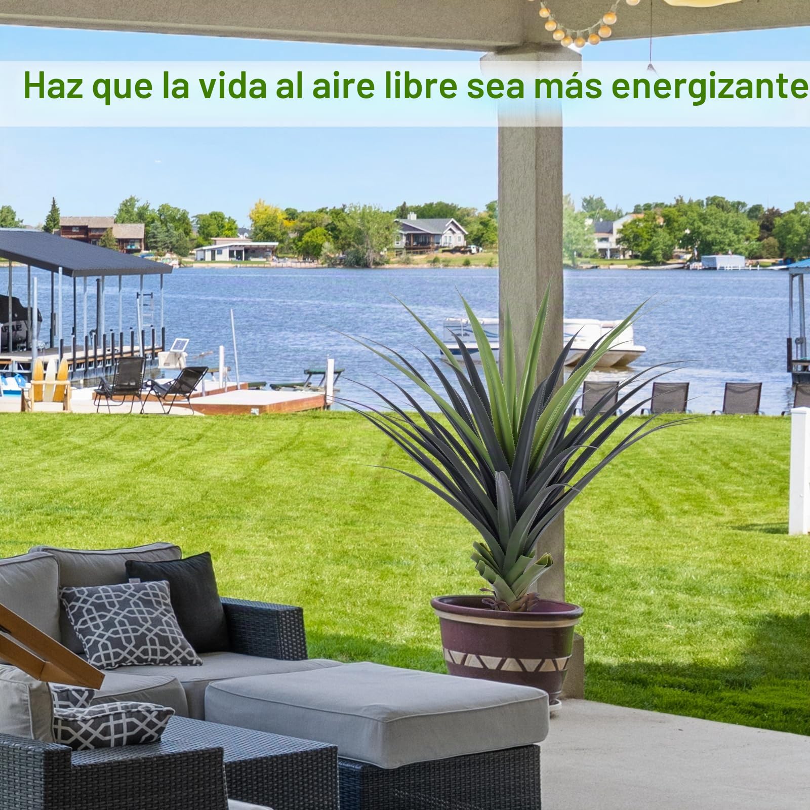 Plantas artificiales de agave con pinchos de 4 pies, plantas artificiales para exteriores, resistentes a los rayos UV, pequeñas plantas artificiales de interior de 115 cm, perfectas para