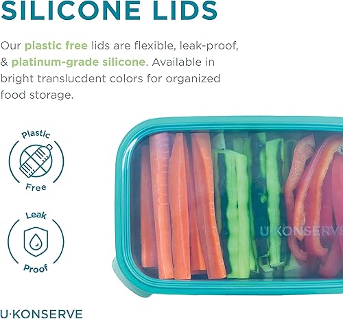 Miniatura 4 de U Konserve Contenedor rectangular de acero inoxidable para almacenamiento de alimentos, tapa de silicona a prueba de fugas, apto para lavavajillas,