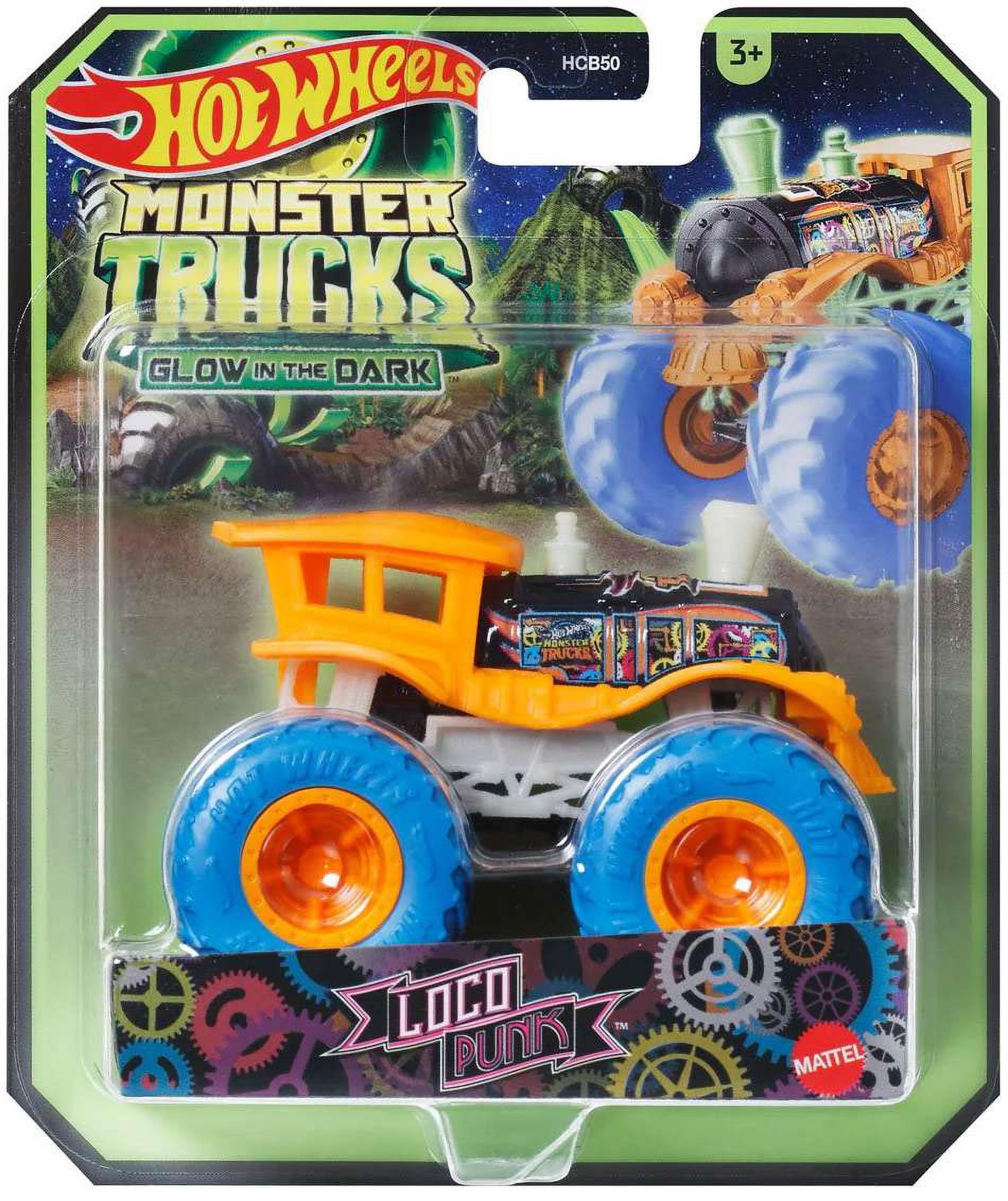 Hot WheelsMonster Trucks Glow in The Dark 1:64 Scale Trucks (Loco Punk)