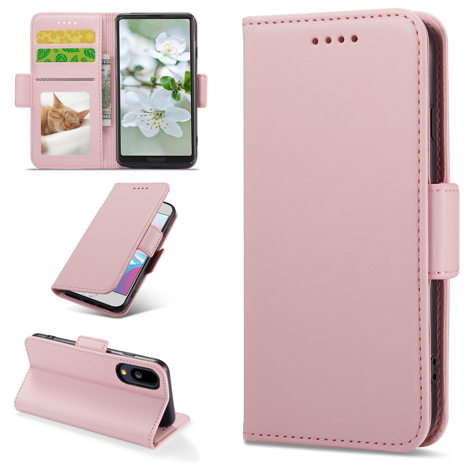 BASIO active SHG09 ケース BASIO active2 au SHG12 シンプルスマホ7 A404SH シンプルスマホ6 A201SH 手帳型 シャープ ソフトバンク ベイシオ アクティブ カバー ベイシオアクティブ2 手帳型 Simple Sumaho6case スマホケース 携帯ケース レザー 財布型 RFID効能 サイドマグネット 耐衝撃 スタンド機能 ピンク
