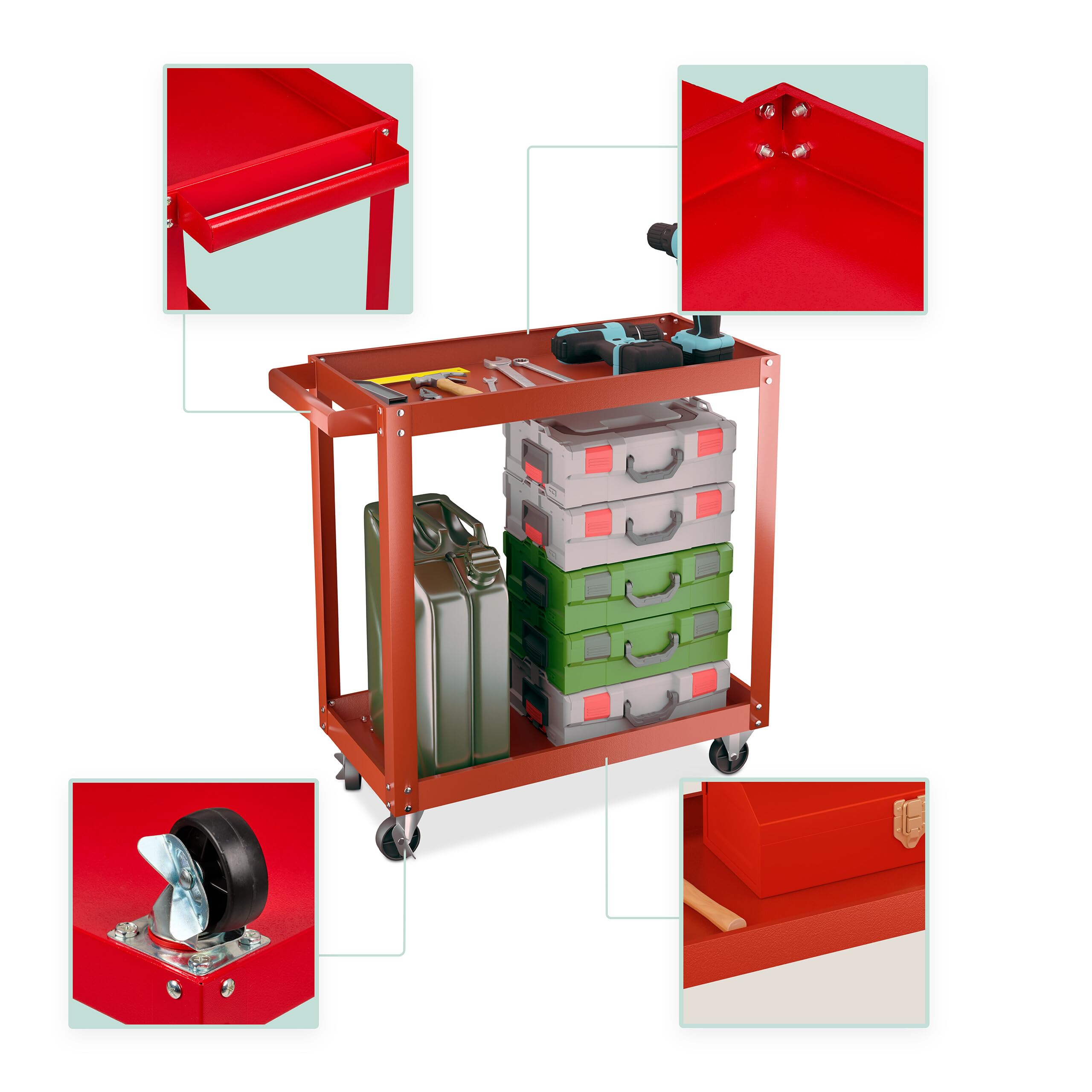 Carrello Portautensili A 2 Ripiani Relaxdays - Blu, Max 100 Kg, 76x78x35 Cm, Perfetto Per Officina E Garage