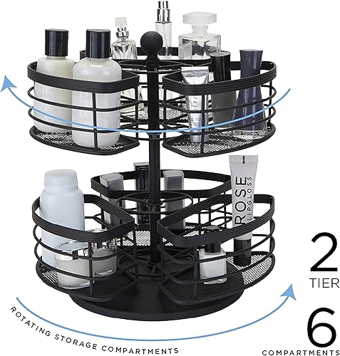 Miniatura 2 de Bath Bliss Organizador de almacenamiento de tocador de carrusel de 2 niveles, debajo del gabinete, tocador, bueno para cosméticos, joyas y artículos