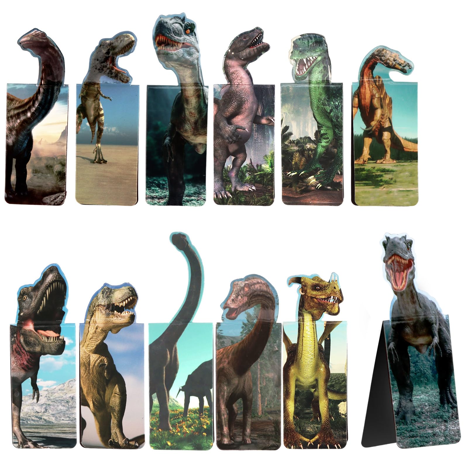 Srotmirw Dinosaur Magnetic Bookmarks, 3D Dinosaur Page Markers for Book Lovers, Fun Prehistoric Creature Reading Clips, Cool Book Accessories for Readers & Students