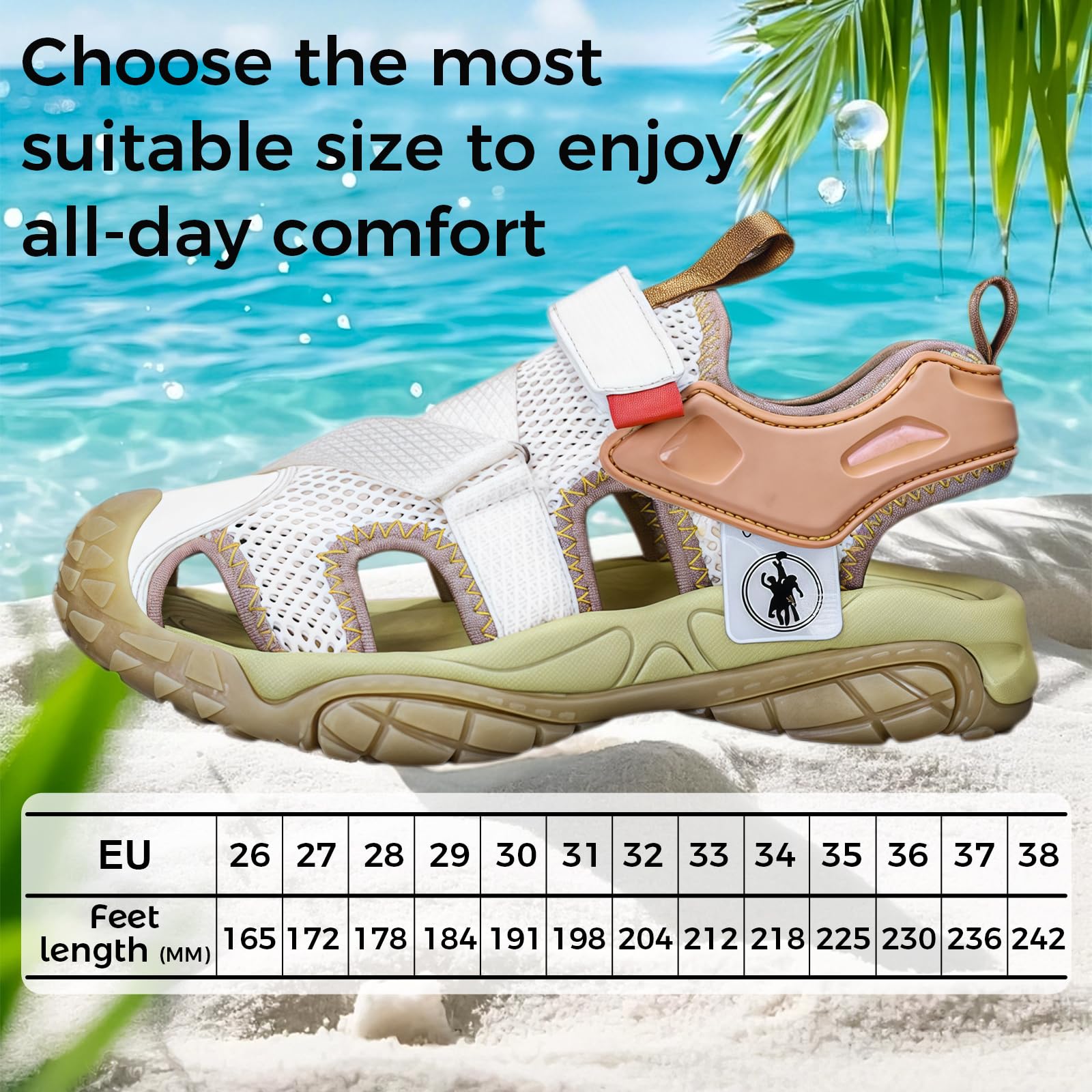 Sandalias Infantiles Unisex Cerradas, Transpirables y Duraderas, Zapatos para Senderismo, Playa y Actividades al Aire Libre 26‑38 UE