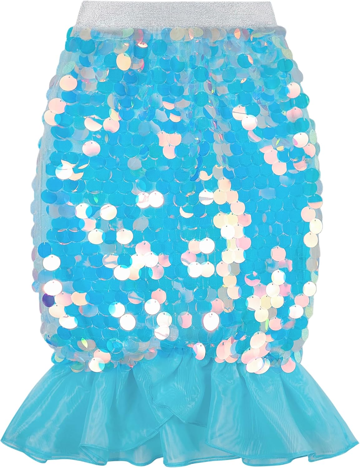 Miipat Girls Mermaid Tail Skirt Sparkly Kids Sequin Skirt Elastic Waist Birthday Party Beach Skirts